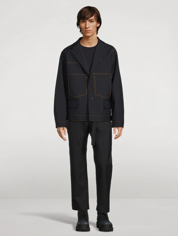 Bonding Jacket Chalk Stripe Print
