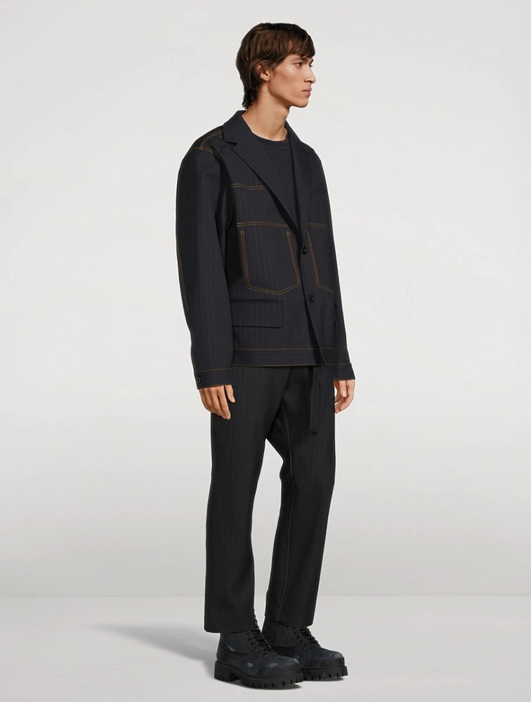 Bonding Jacket Chalk Stripe Print