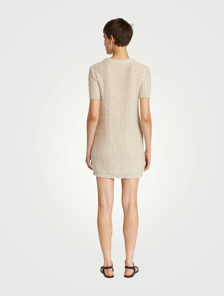 Knit Short-Sleeve Mini Dress