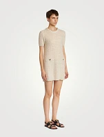 Knit Short-Sleeve Mini Dress