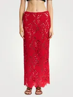 Rose Guipure Lace Midi Skirt