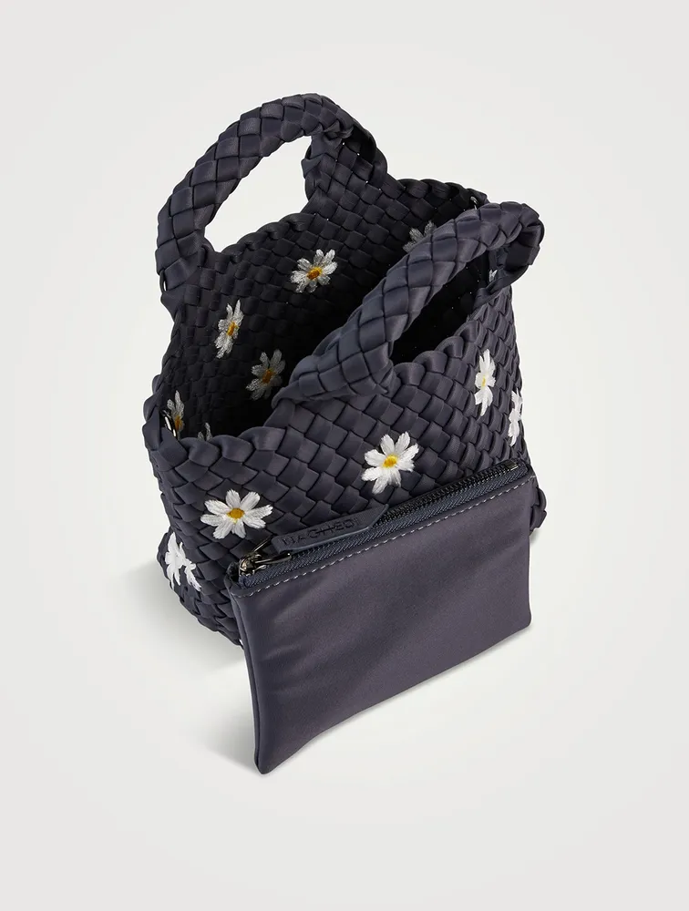 Petite St. Barths Daisy-Embroidered Neoprene Tote Bag