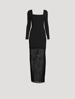 4G Embellished Lace And Jersey Maxi Dress