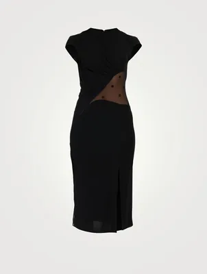 4G Jacquard Tulle Crepe Midi Dress