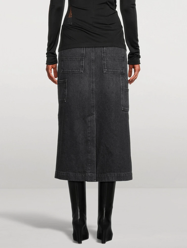 Patchwork Denim Maxi Skirt