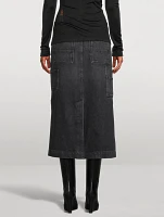 Patchwork Denim Maxi Skirt