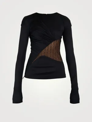 4G Lace And Jersey Draped Top
