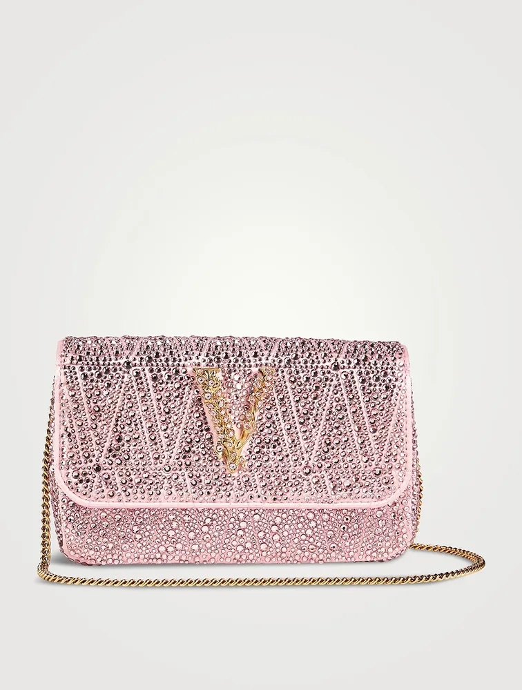 Mini Virtus Crystal-Embellished Satin Crossbody Bag