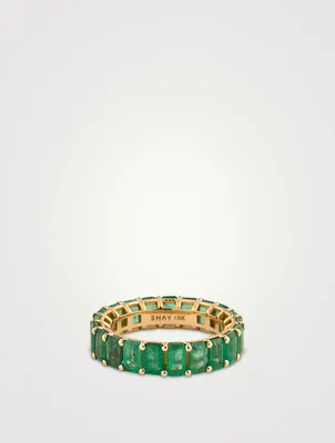 18K Rose Gold Eternity Ring With Emerald