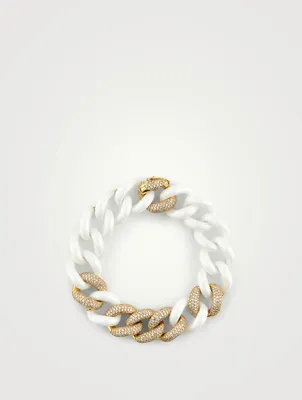Jumbo 18K Gold And Ceramic Link Bracelet With Diamonds