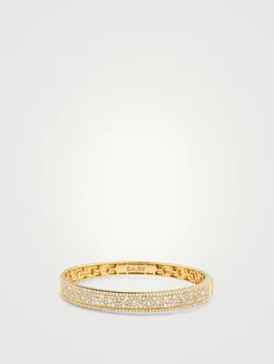 18K Gold Nameplate Bangle Bracelet With Pavé Diamonds