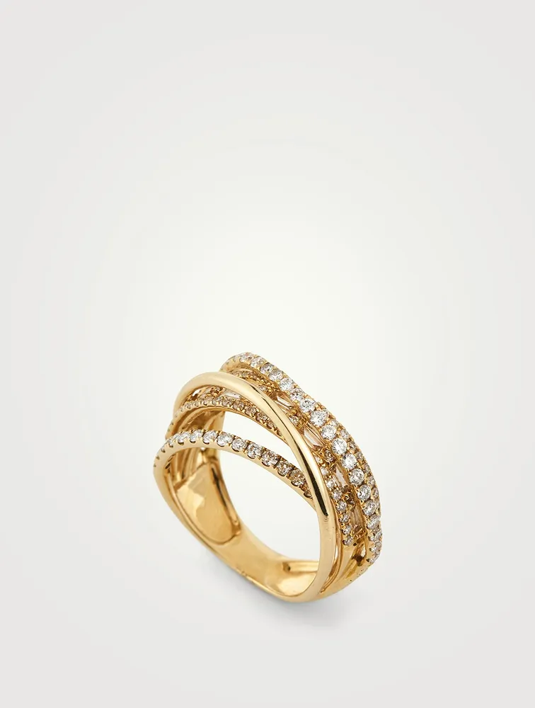18K Gold Orbit Ring With Diamonds