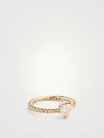 18K Rose Gold Solitaire Heart Pinky Ring With Diamond