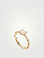 18K Rose Gold Solitaire Heart Pinky Ring With Diamond