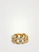 Essential 18K Gold Curb Chain Ring With Pavé Diamonds
