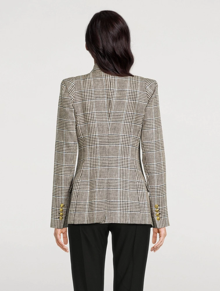 Not A Double-Breasted Pagoda Blazer Plaid Print