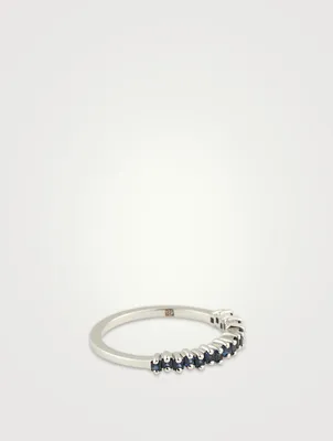 18K White Gold Eternity Ring With Blue Sapphires