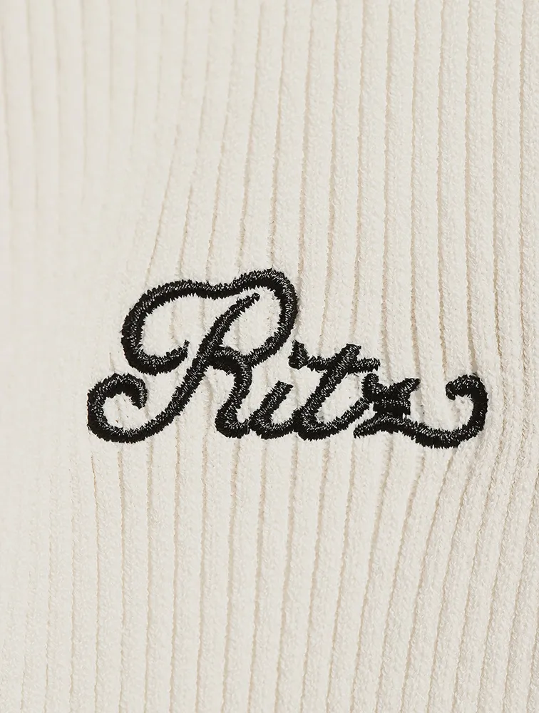 Frame x Ritz Paris Ribbed Polo Sweater