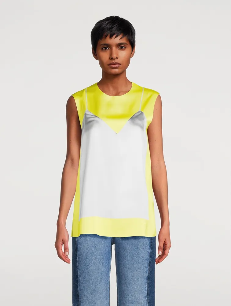 Trompe L'œil Technical Satin Tank Top
