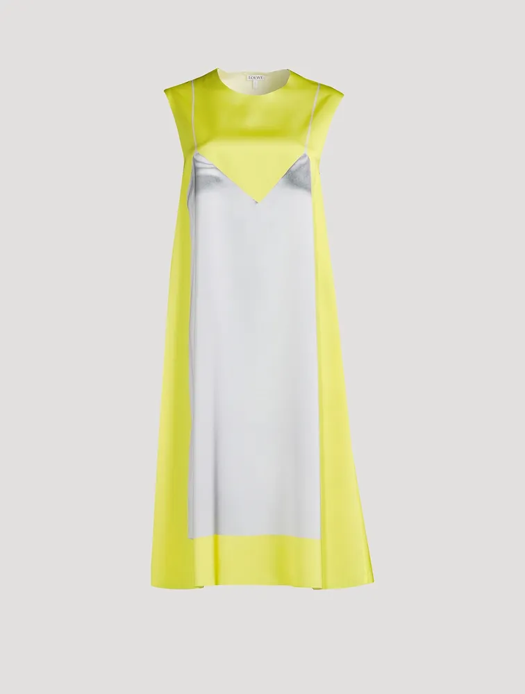 Trompe L'œil Technical Satin Midi Dress