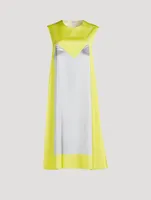 Trompe L'œil Technical Satin Midi Dress