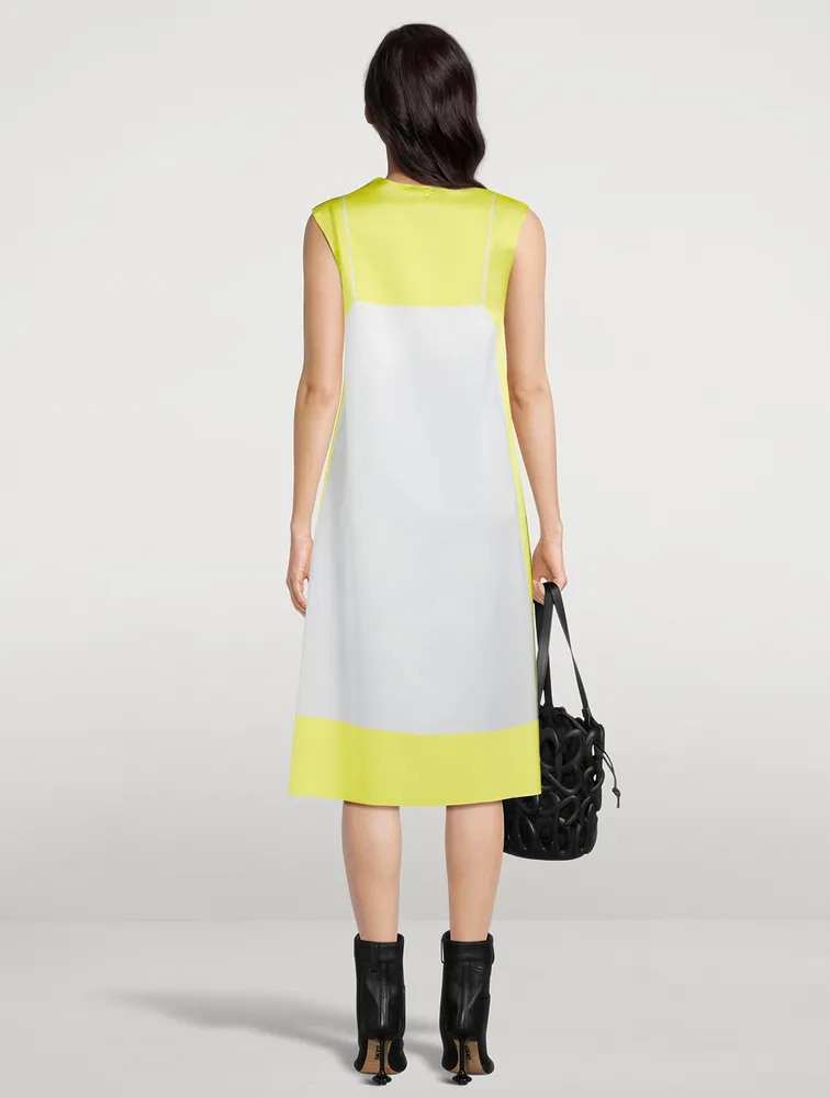 Trompe L'œil Technical Satin Midi Dress