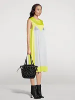 Trompe L'œil Technical Satin Midi Dress