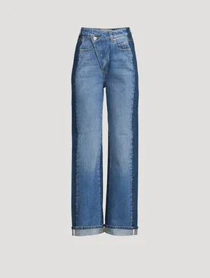 Deconstructed Straight-Leg Jeans
