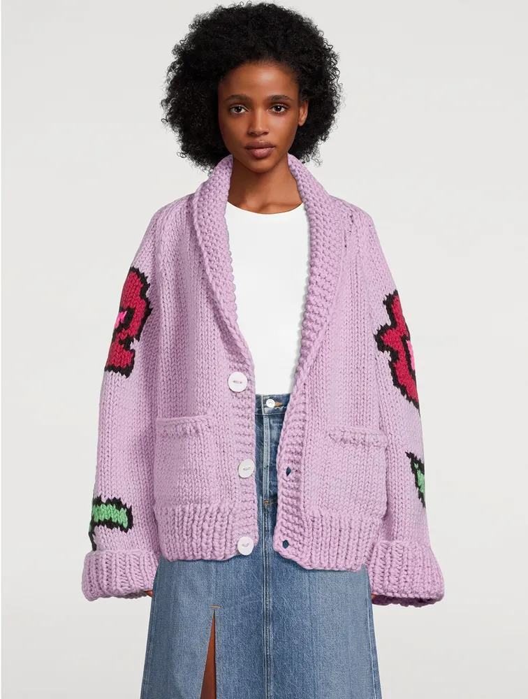 Flower Wool Sweater Jacket