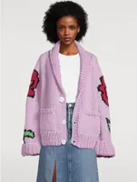 Flower Wool Sweater Jacket