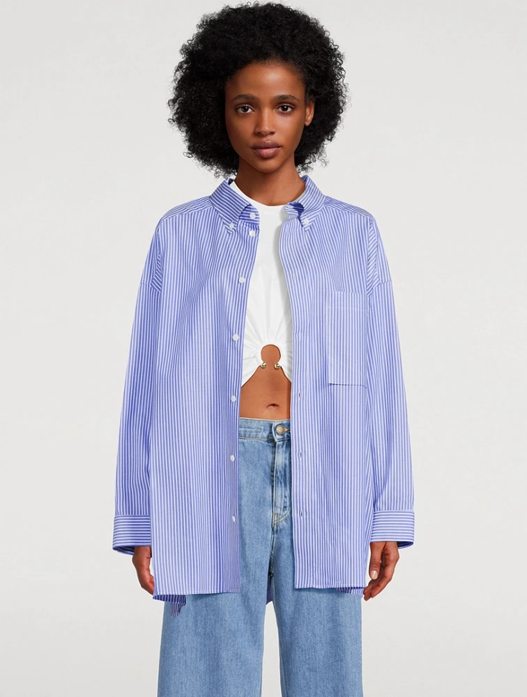 Nathalie Oversized Poplin Shirt Stripe Print