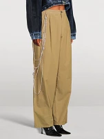 Phebe Wide-Leg Chinos With Crystal Wallet Chain