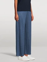 Stretch-Linen Wide Leg Pants