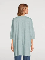 Stretch-Linen Three-Quarter-Sleeve Dress
