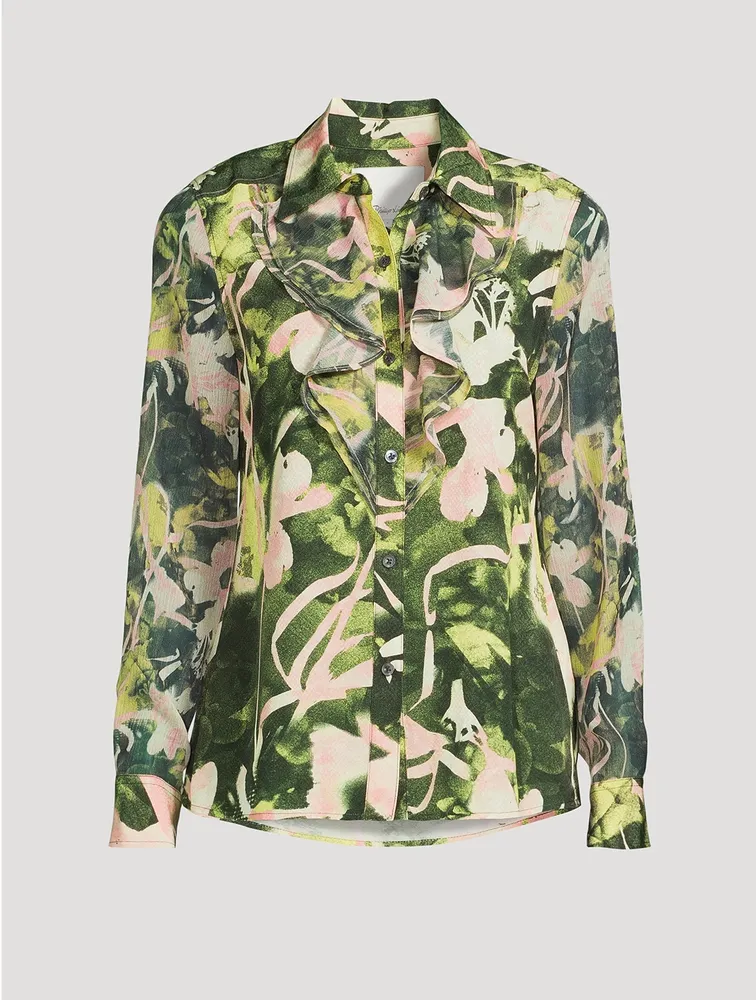 Ruffled Shirt Floating Iris Print