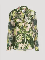 Ruffled Shirt Floating Iris Print