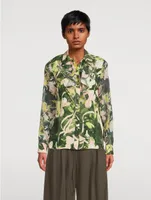 Ruffled Shirt Floating Iris Print