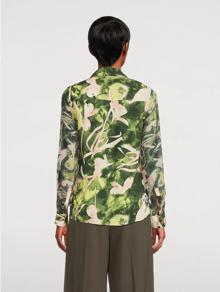 Ruffled Shirt Floating Iris Print