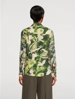 Ruffled Shirt Floating Iris Print