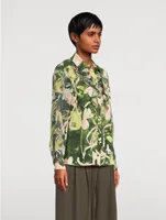 Ruffled Shirt Floating Iris Print
