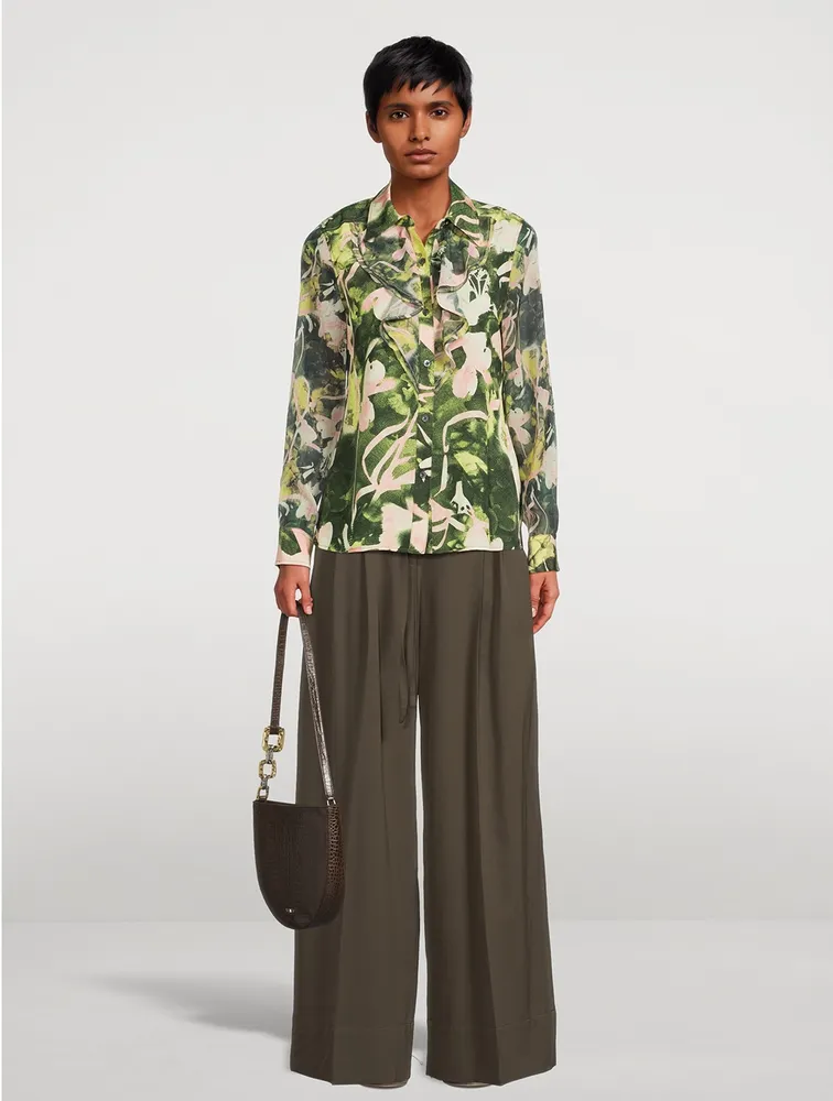 Ruffled Shirt Floating Iris Print