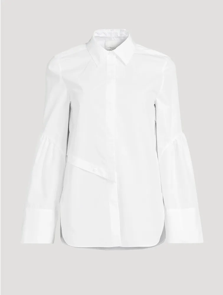 Button-Trimmed Poplin Shirt