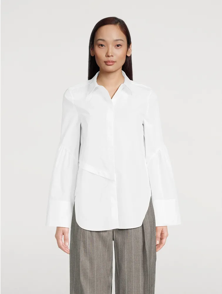 Button-Trimmed Poplin Shirt