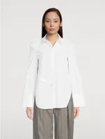 Button-Trimmed Poplin Shirt