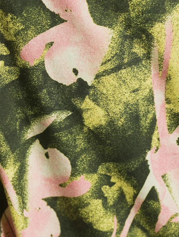 Belted Midi Dress Collapsed Bloom Iris Print