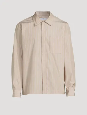 Project Cotton-Blend Shirt Jacket Striped Print