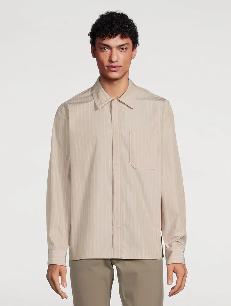 Project Cotton-Blend Shirt Jacket Striped Print