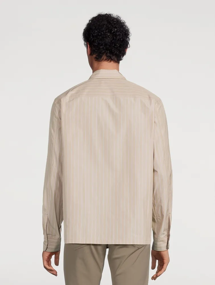 Project Cotton-Blend Shirt Jacket Striped Print