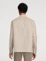 Project Cotton-Blend Shirt Jacket Striped Print