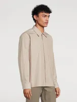 Project Cotton-Blend Shirt Jacket Striped Print